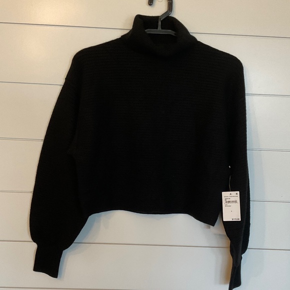 #125 NWT GOOD AMERICAN BLACK RIBBED TURLE NECK SWEATER. SIZE: XS - Picture 1 of 3
